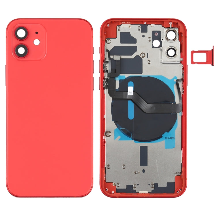 Battery Back Cover (with side buttons, card tray, power flex cable, volume rocker and wireless charging module) for iPhone 12, For iPhone 12
