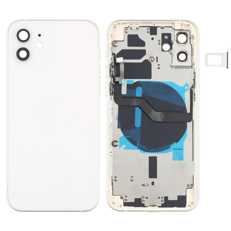 Battery Back Cover (with side buttons, card tray, power flex cable, volume rocker and wireless charging module) for iPhone 12, For iPhone 12