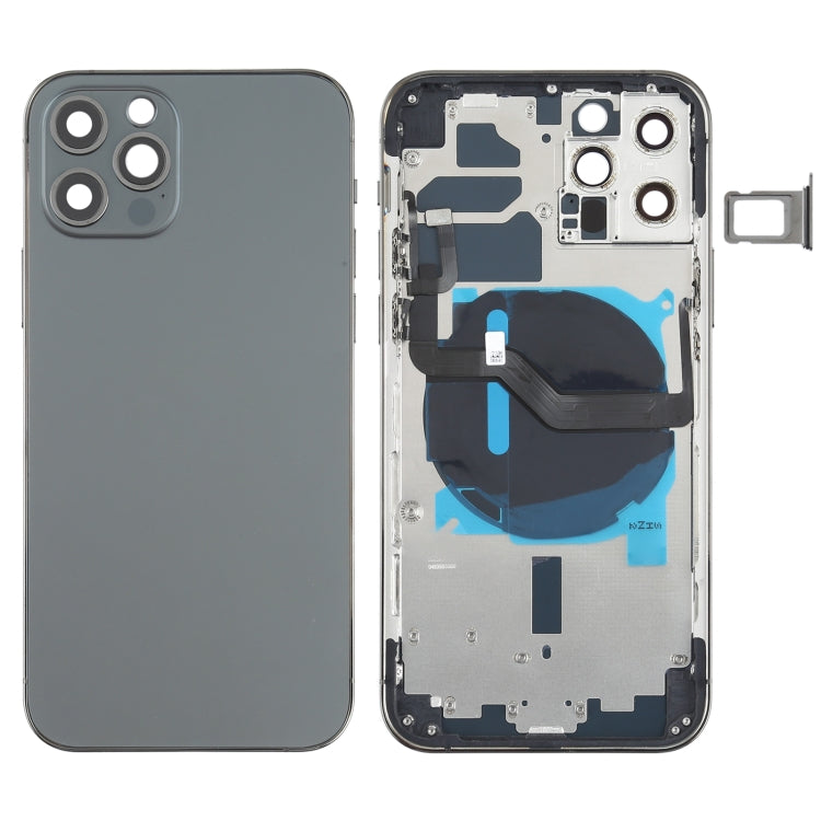 Battery Back Cover (with side buttons, card tray, power flex cable, volume rocker and wireless charging module) for iPhone 12 Pro, For iPhone 12 Pro