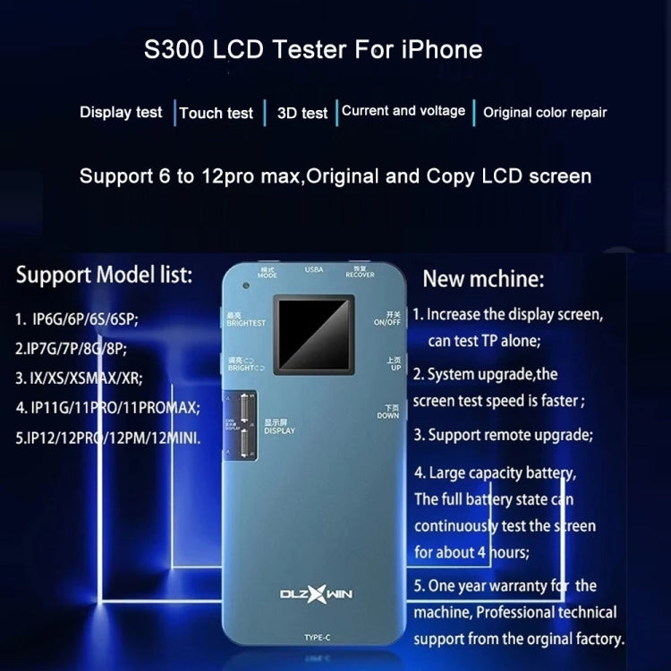 DL S300 LCD Screen Tester Tool 3D Touch Test for iPhone 12/11/XS/XR/8/7/6S Series, DL S300