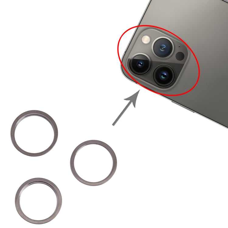3Pcs Rear Camera Glass Lens Metal Outer Protective Ring for iPhone 13 Pro, For iPhone 13 Pro