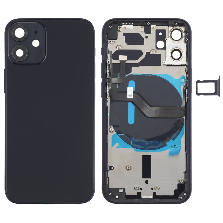 Battery Back Cover (with side buttons, card tray, power flex cable, volume rocker and wireless charging module) for iPhone 12 Mini, For iPhone 12 Mini