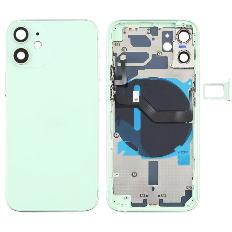 Battery Back Cover (with side buttons, card tray, power flex cable, volume rocker and wireless charging module) for iPhone 12 Mini, For iPhone 12 Mini