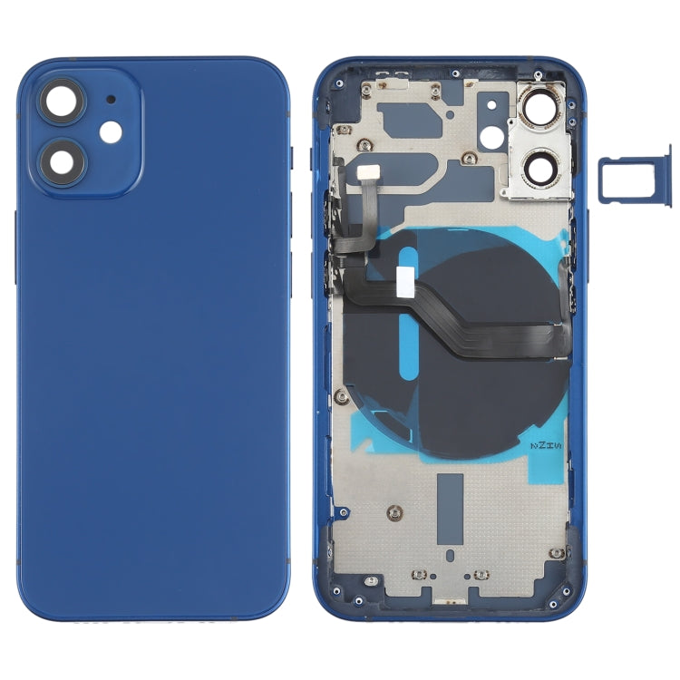 Battery Back Cover (with side buttons, card tray, power flex cable, volume rocker and wireless charging module) for iPhone 12 Mini, For iPhone 12 Mini