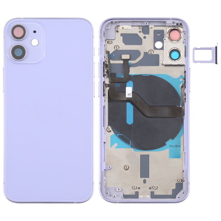 Battery Back Cover (with side buttons, card tray, power flex cable, volume rocker and wireless charging module) for iPhone 12 Mini, For iPhone 12 Mini