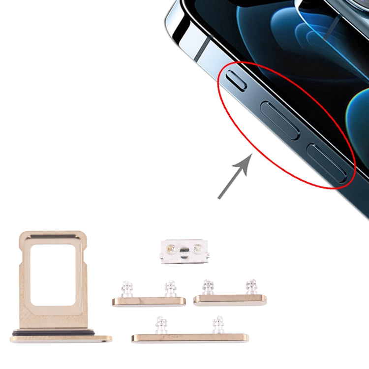 SIM Card Tray + Side Buttons for iPhone 12 Pro Max, For iPhone 12 Pro Max (Single card)