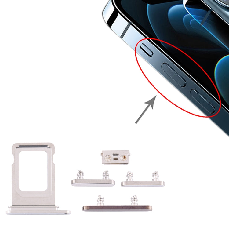 SIM Card Tray + Side Buttons for iPhone 12 Pro Max, For iPhone 12 Pro Max (Single card)