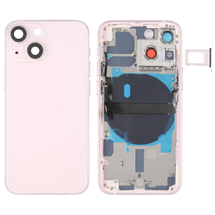 Per iPhone 13 mini Cover posteriore della batteria con tasti laterali, vassoio per schede, cavo flessibile di alimentazione + volume e modulo di ricarica wireless, For iPhone 13 mini (Assembly)