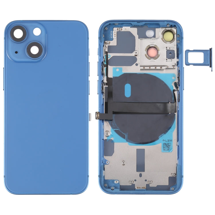 Per iPhone 13 mini Cover posteriore della batteria con tasti laterali, vassoio per schede, cavo flessibile di alimentazione + volume e modulo di ricarica wireless, For iPhone 13 mini (Assembly)