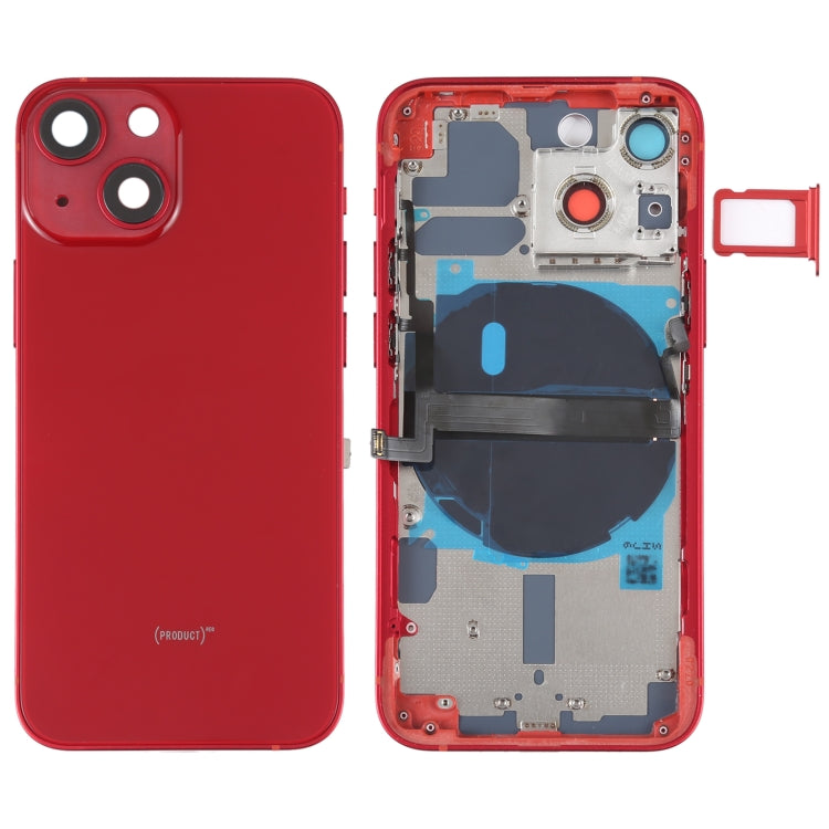 Per iPhone 13 mini Cover posteriore della batteria con tasti laterali, vassoio per schede, cavo flessibile di alimentazione + volume e modulo di ricarica wireless, For iPhone 13 mini (Assembly)