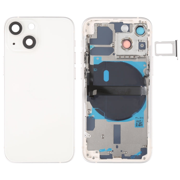 Per iPhone 13 mini Cover posteriore della batteria con tasti laterali, vassoio per schede, cavo flessibile di alimentazione + volume e modulo di ricarica wireless, For iPhone 13 mini (Assembly)