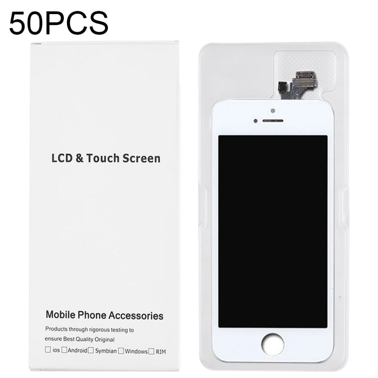 50pcs White Cardboard Packaging Box for iPhone 5 LCD Screen and Digitizer Complete Assembled, Packaging Box for i5