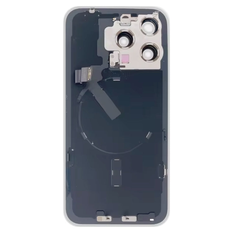 Per iPhone 15 Pro Max Cover posteriore in vetro per batteria con supporto flash + modulo di ricarica wireless, For iPhone 15 Pro Max