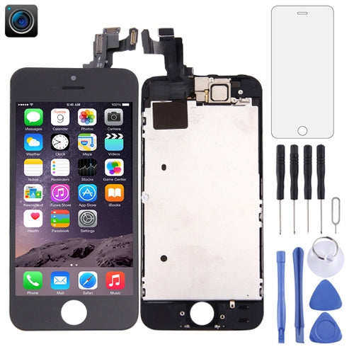 Schermo LCD e digitalizzatore assemblato completo con fotocamera frontale per iPhone 5S, 4 in 1 for i5s White, 4 in 1 for i5s Black