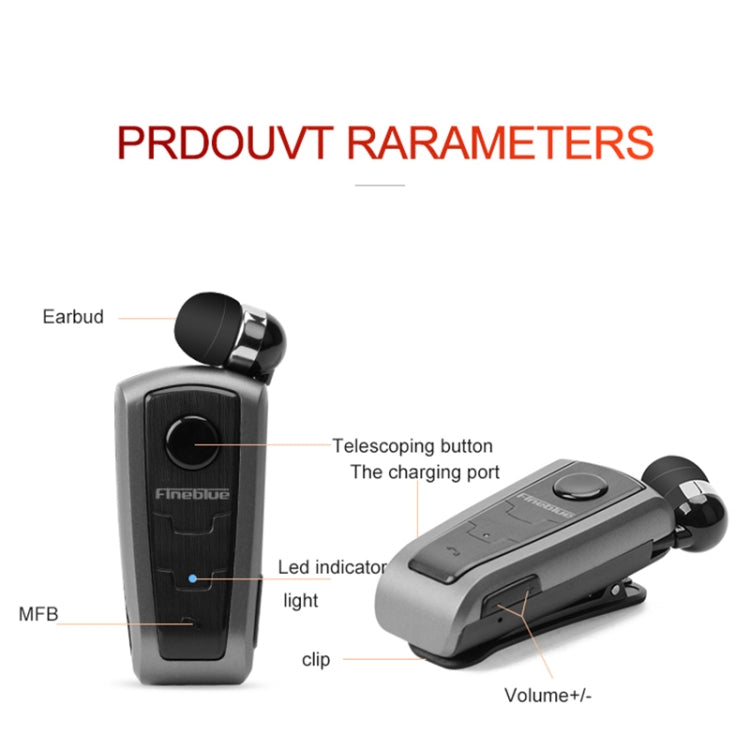 Fineblue F910 CSR4.1 Cavo retrattile Chiamante con vibrazione Promemoria Auricolare Bluetooth antifurto