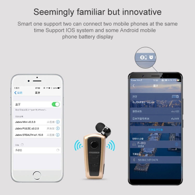Fineblue F910 CSR4.1 Cavo retrattile Chiamante con vibrazione Promemoria Auricolare Bluetooth antifurto