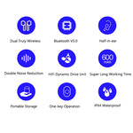Auricolare Bluetooth 5.0 i9 Wireless TWS Sport