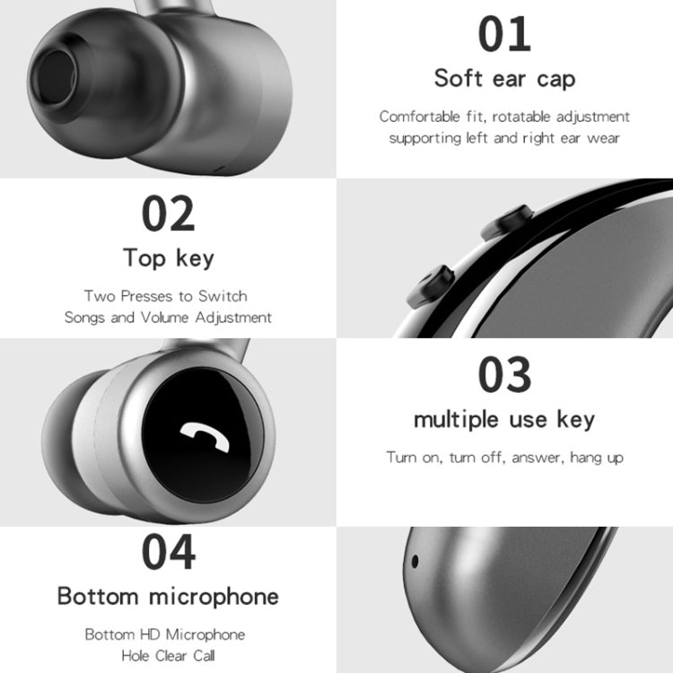 Auricolare Bluetooth sportivo stereo wireless stile business V7 Bluetooth 5.0, supporto per informazioni sul nome del chiamante