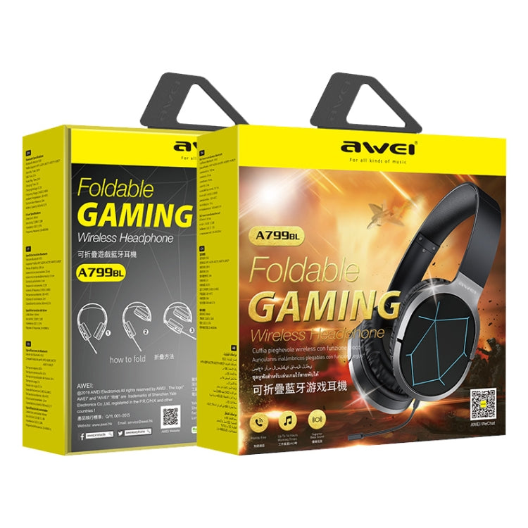 Awei A799BL Bluetooth 5.0 Cuffie da gioco Bluetooth pieghevoli montate sulla testa