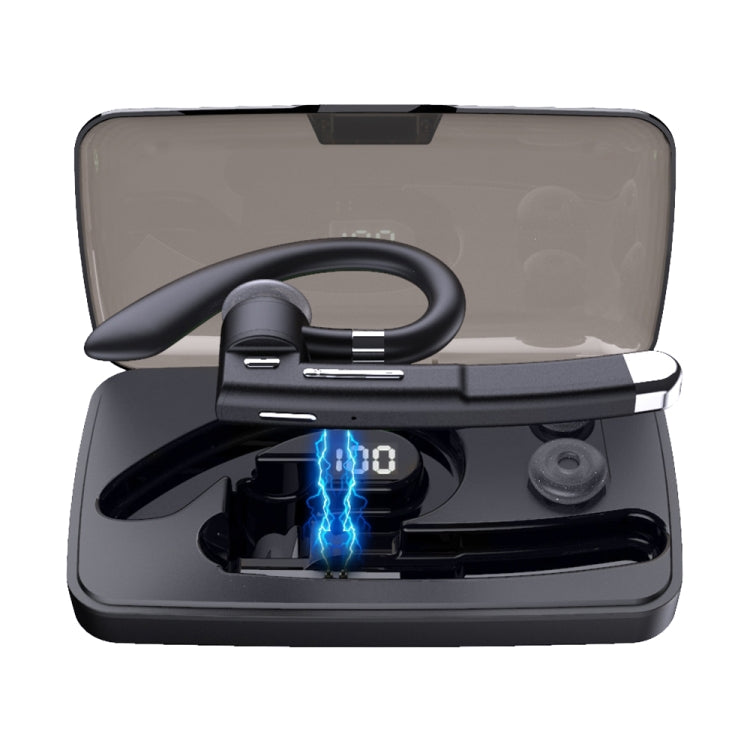YYK-520 Auricolare Bluetooth aziendale girevole singolo con sospensione all'orecchio con scatola di ricarica e display digitale, chiamata di supporto e ricomposizione dell'ultima chiamata, YYK-520 with Charging Box