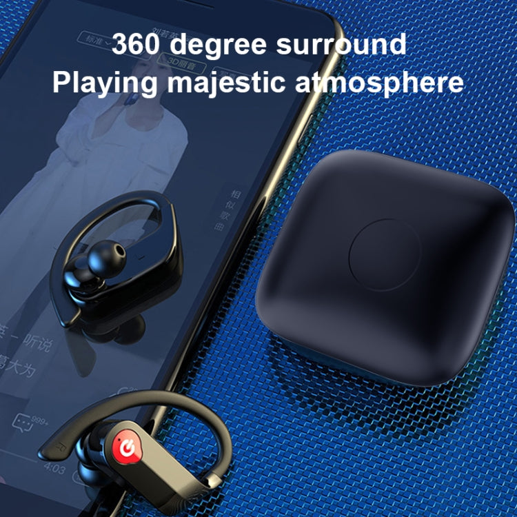 Auricolare Bluetooth sportivo wireless Q83 montato sull'orecchio con scatola di ricarica, supporta display di alimentazione LED a tre schermi e Power Bank, Q83