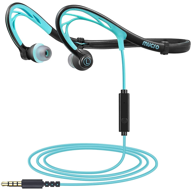 Mucro ML233 Cuffie sportive da corsa cablate pieghevoli Auricolari stereo in-ear con archetto da collo notturno, Lunghezza cavo: 1,2 m, ML233 (Blue)