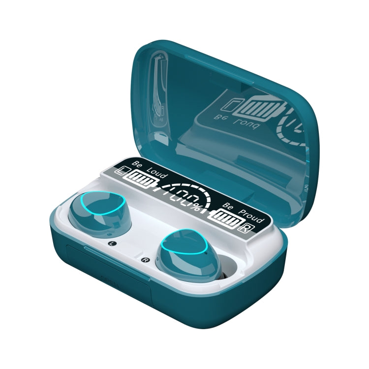 Auricolare Bluetooth wireless M10 Bluetooth 5.1 TWS con display digitale con scatola di ricarica, supporto Touch, Siri e display batteria, M10 Black, M10 Green