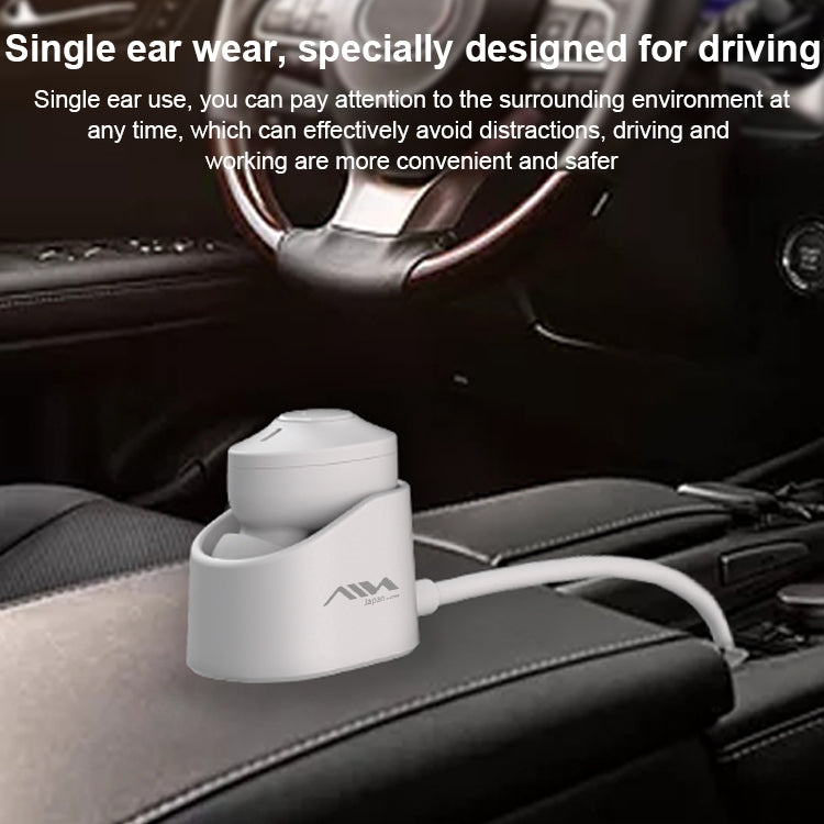AIN MK-X18S Auricolare Bluetooth wireless singolo per auto USB con scatola di ricarica, supporto chiamate HD, Siri e accoppiamento automatico, MK-X18S
