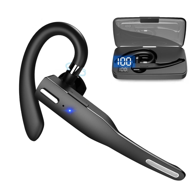 YYK-525 Auricolare Bluetooth wireless con gancio auricolare singolo ruotabile con cancellazione del rumore con scatola di ricarica e display digitale, YYK-525 with Charging Box