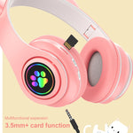 Auricolare Bluetooth wireless con luce sfumata a LED B39 Cat Ear Design