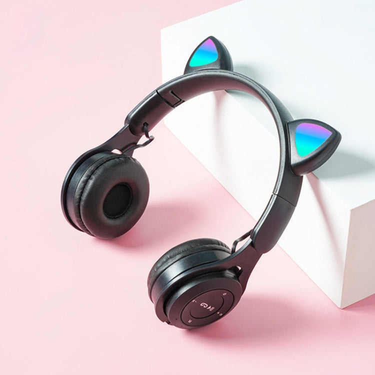 M6 Orecchie di gatto luminose Auricolare Bluetooth pieghevole in puro colore con jack da 3,5 mm e slot per schede TF, Pure-color Black, Pure-color Pink, Pure-color Blue, Pure-color White