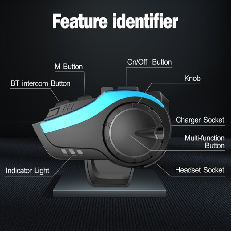 Hysnox HY-02 Motorcycle Helmet Headset Bluetooth 5.0 2000M Intercom Headset for 6 Riders