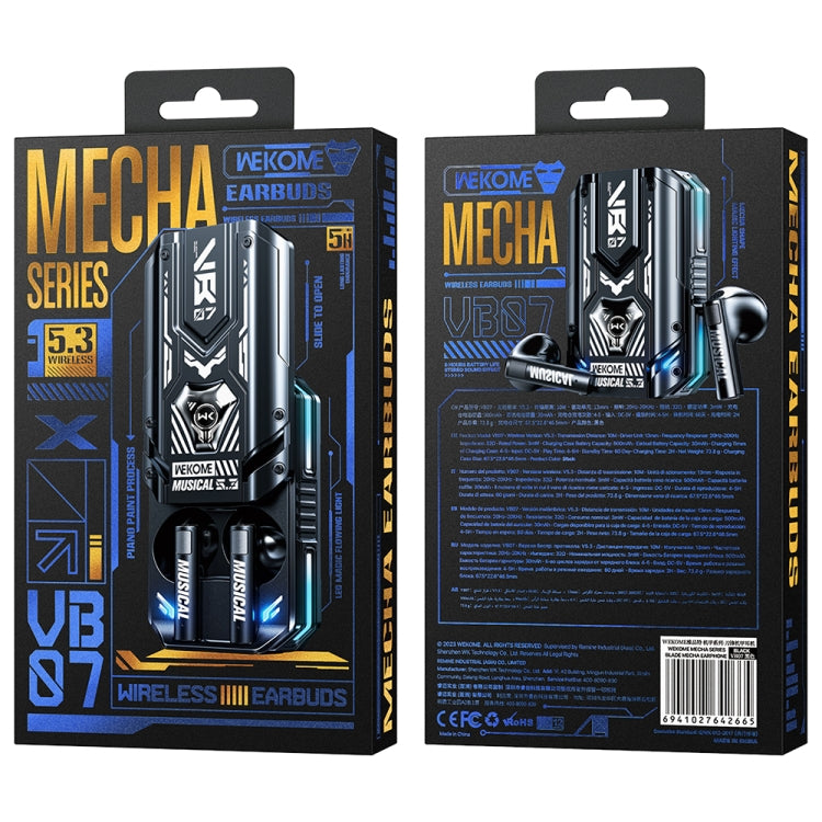 Auricolare Bluetooth wireless WEKOME VB07 serie Mecha Blade, VB07 (Black), VB07 (White)