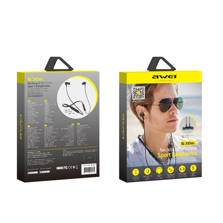 Awei G30BL Auricolare stereo sportivo Bluetooth senza fili montato sul collo