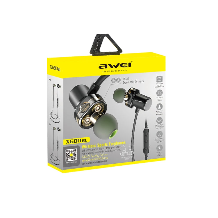 Auricolare Bluetooth sportivo wireless awei X680BL