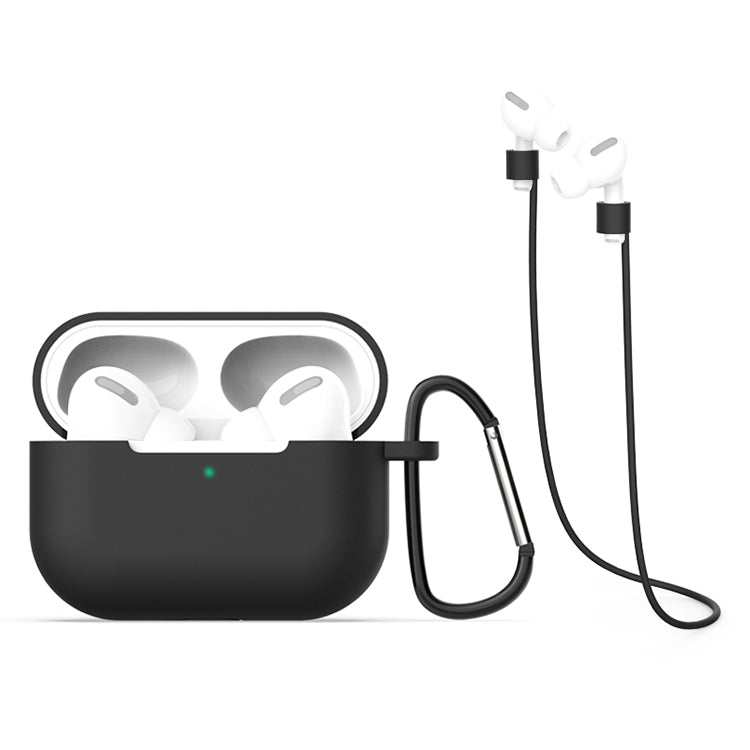 Per AirPods Pro 3 in 1 custodia protettiva per auricolari in silicone + gancio + set di corde anti-smarrimento, For AirPods Pro