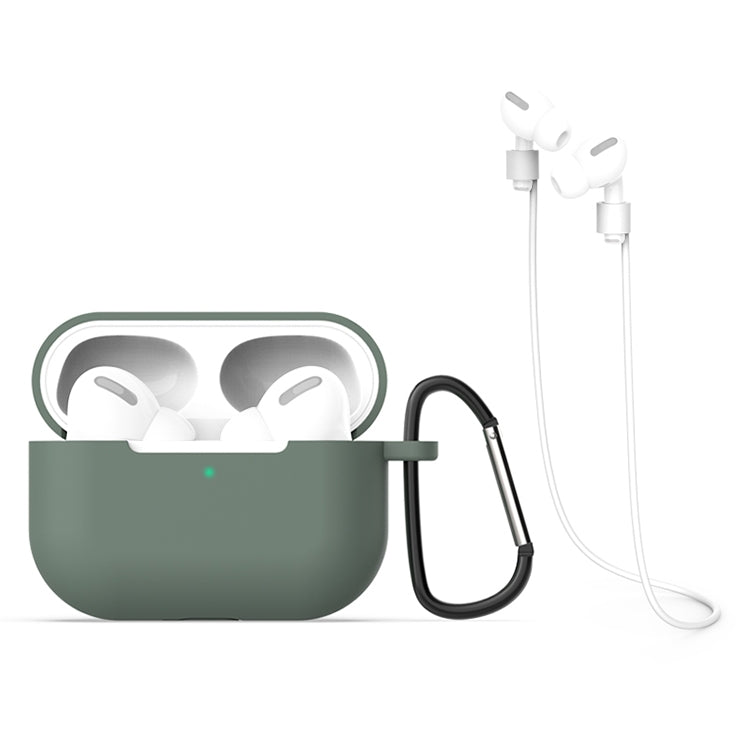 Per AirPods Pro 3 in 1 custodia protettiva per auricolari in silicone + gancio + set di corde anti-smarrimento, For AirPods Pro