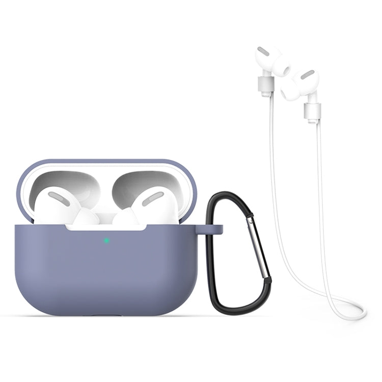 Per AirPods Pro 3 in 1 custodia protettiva per auricolari in silicone + gancio + set di corde anti-smarrimento, For AirPods Pro