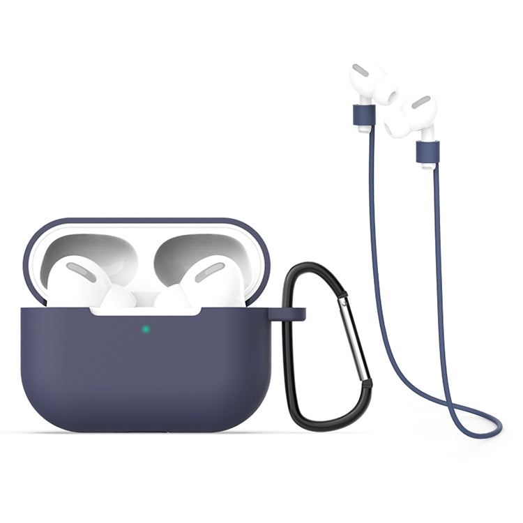 Per AirPods Pro 3 in 1 custodia protettiva per auricolari in silicone + gancio + set di corde anti-smarrimento, For AirPods Pro