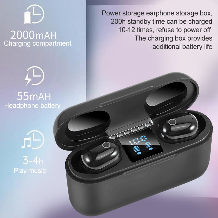 Auricolare Bluetooth wireless a due orecchie Dt-18 con cabina di ricarica da 2000 mAh, ricarica touch e aspirazione magnetica intelligente