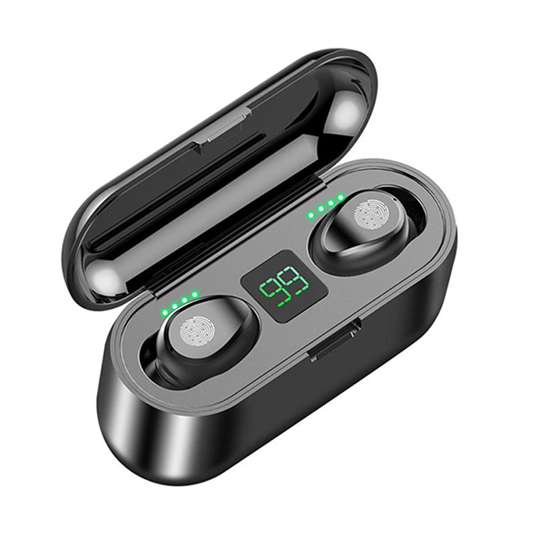 Auricolare Bluetooth wireless binaurale F9 TWS V5.0 Touch Control con custodia di ricarica e display digitale, F9