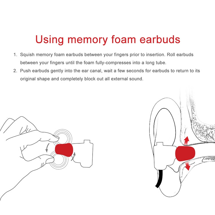 TRN Auricolare Tappo per le orecchie in memory foam in silicone