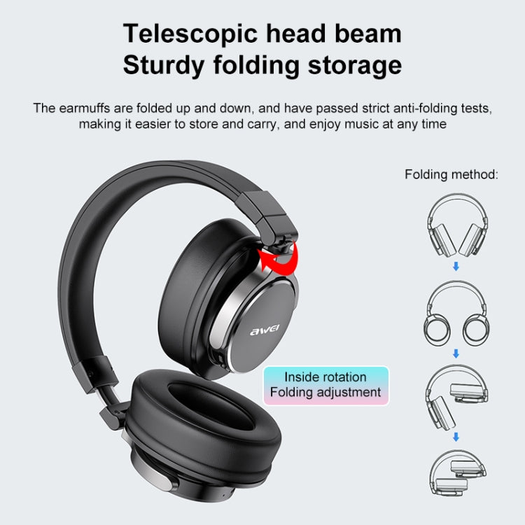 Awei A710BL Auricolare wireless Bluetooth pieghevole ANC con cancellazione del rumore, A710BL