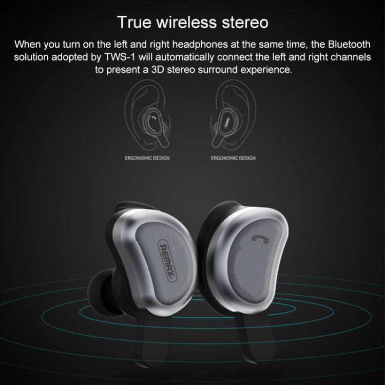 REMAX TWS-1 Auricolare Bluetooth wireless Bluetooth 4.2 a forma di mezzaluna con scatola di ricarica, TWS-1 Gold, TWS-1 Tarnish