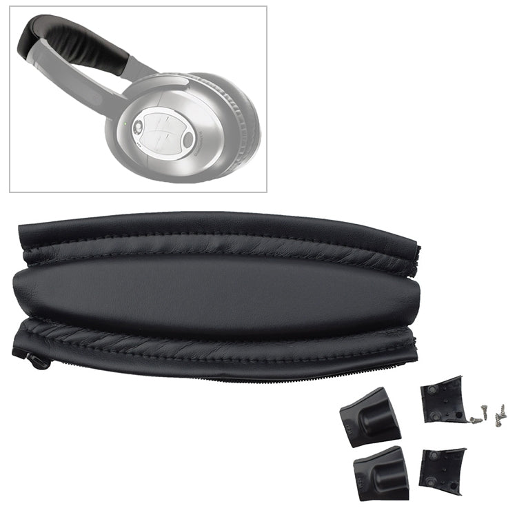 10 pezzi per cuffie Bose QC2 / QC15 copertura in pelle per copricapo con fascio di testa con parti in plastica + viti, with Plastic Parts + Screws