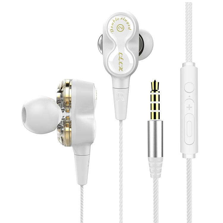 D12 1.2m Wired In Ear Interfaccia da 3,5 mm Auricolari HIFI stereo controllati da filo Loop a doppio movimento Esecuzione di giochi Cuffie musicali con confezione, D12 With Packaging (Black), D12 With Packaging (White)