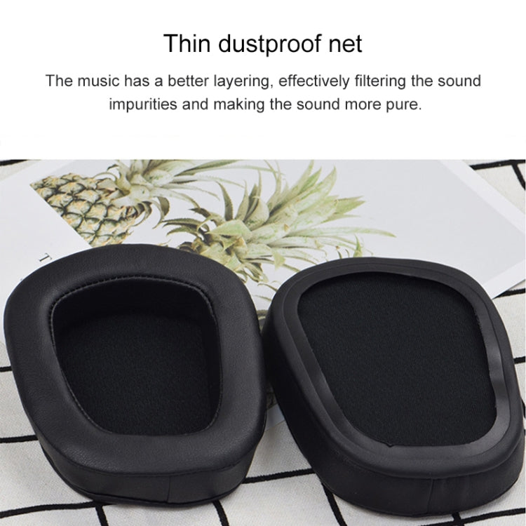 2 pezzi per Logitech G633 G933 pelle di pecora auricolare fodera per cuscino paraorecchie cuscinetti di ricambio, Sheepskin Black