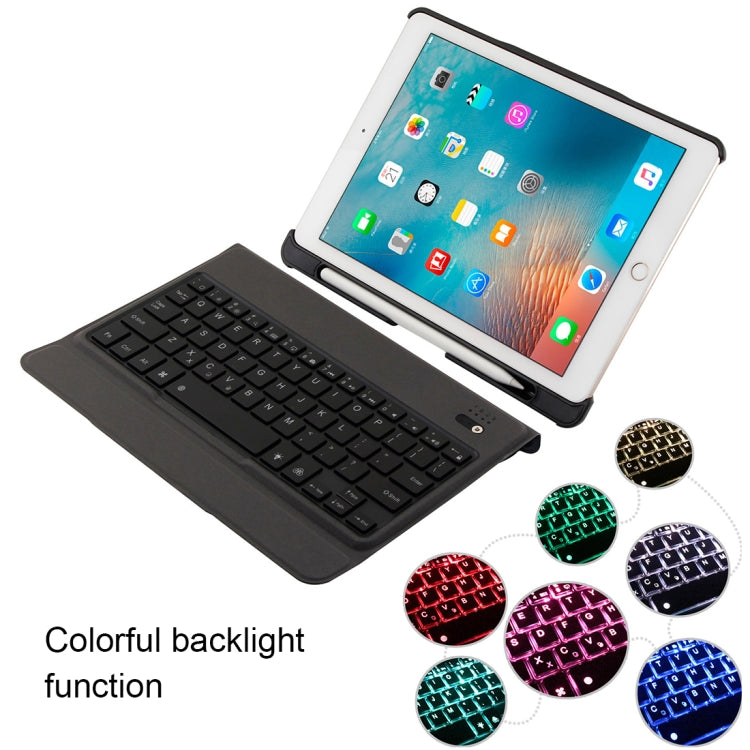 T-201D Tastiera Bluetooth 3.0 staccabile ultrasottile + custodia tablet in pelle con texture pelle di agnello per iPad Air / Air 2 / iPad Pro da 9,7 pollici, supporto regolazione multi-angolo / retroilluminazione, T-201D