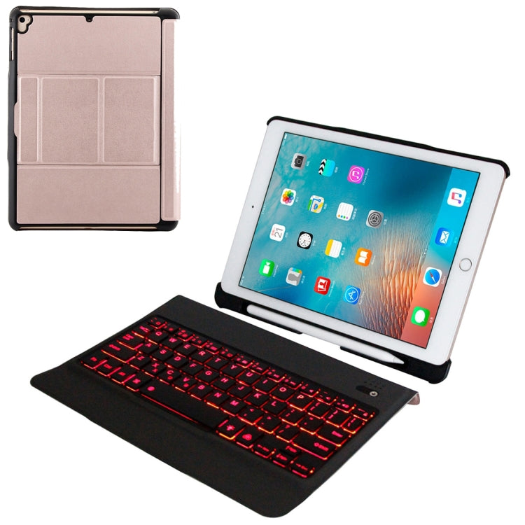 T-201D Tastiera Bluetooth 3.0 staccabile ultrasottile + custodia tablet in pelle con texture pelle di agnello per iPad Air / Air 2 / iPad Pro da 9,7 pollici, supporto regolazione multi-angolo / retroilluminazione, T-201D