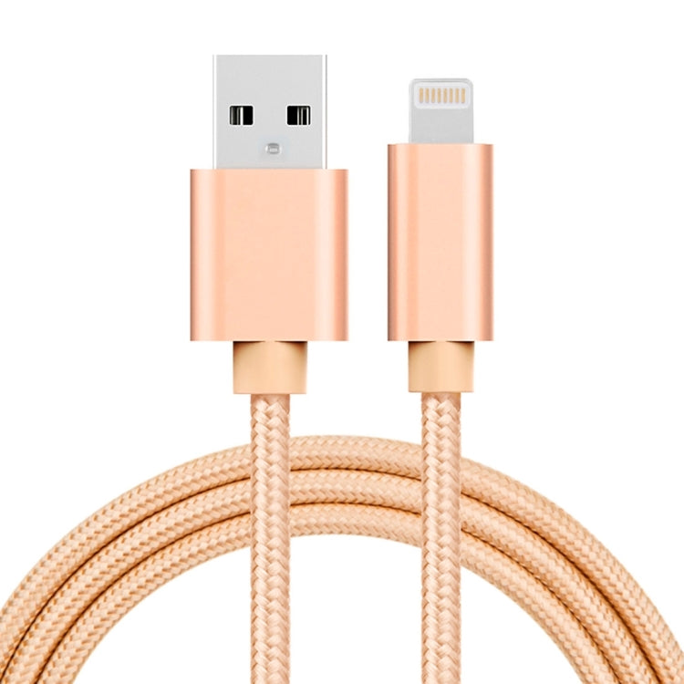 Cavo dati di ricarica da 8 pin a USB con testa in metallo stile tessuto 3A, lunghezza cavo: 1 m, 1m 8 Pin